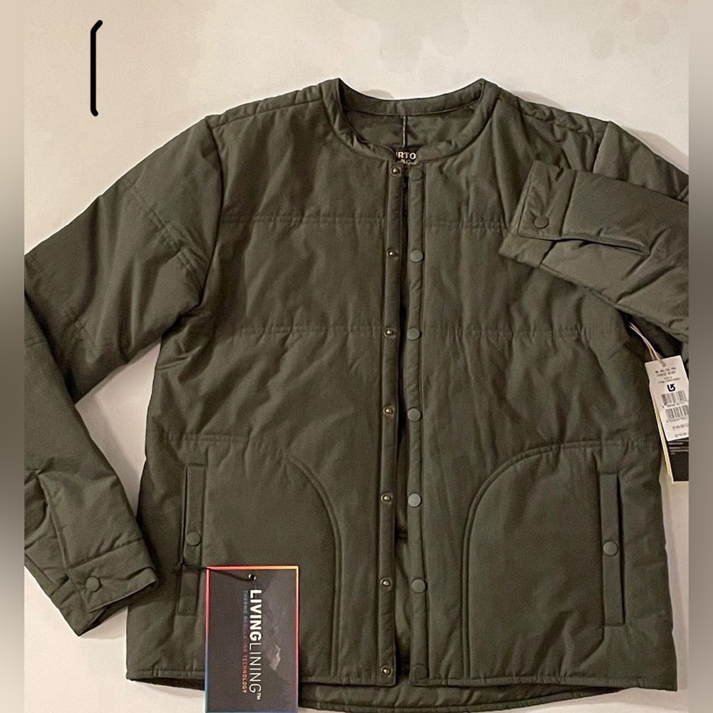 Olive Green Burton Button Up Casual Puffer